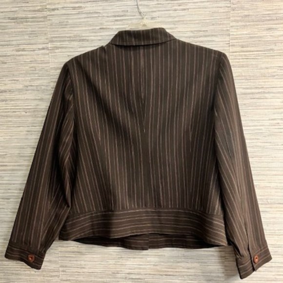 EMMA JAMES - Size XL 14/18  - Two Piece Pin Stripe Brown Career Pant Suit - EUC! - Picture 3 of 13